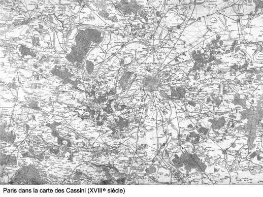 Monarchie - Territoire Paris Carte des Cassini - Carte réduite